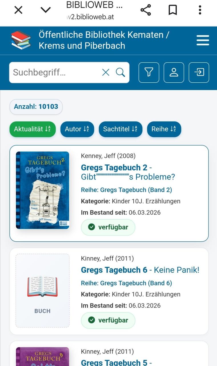 Handyansicht beim Einstieg in das Biblioweb