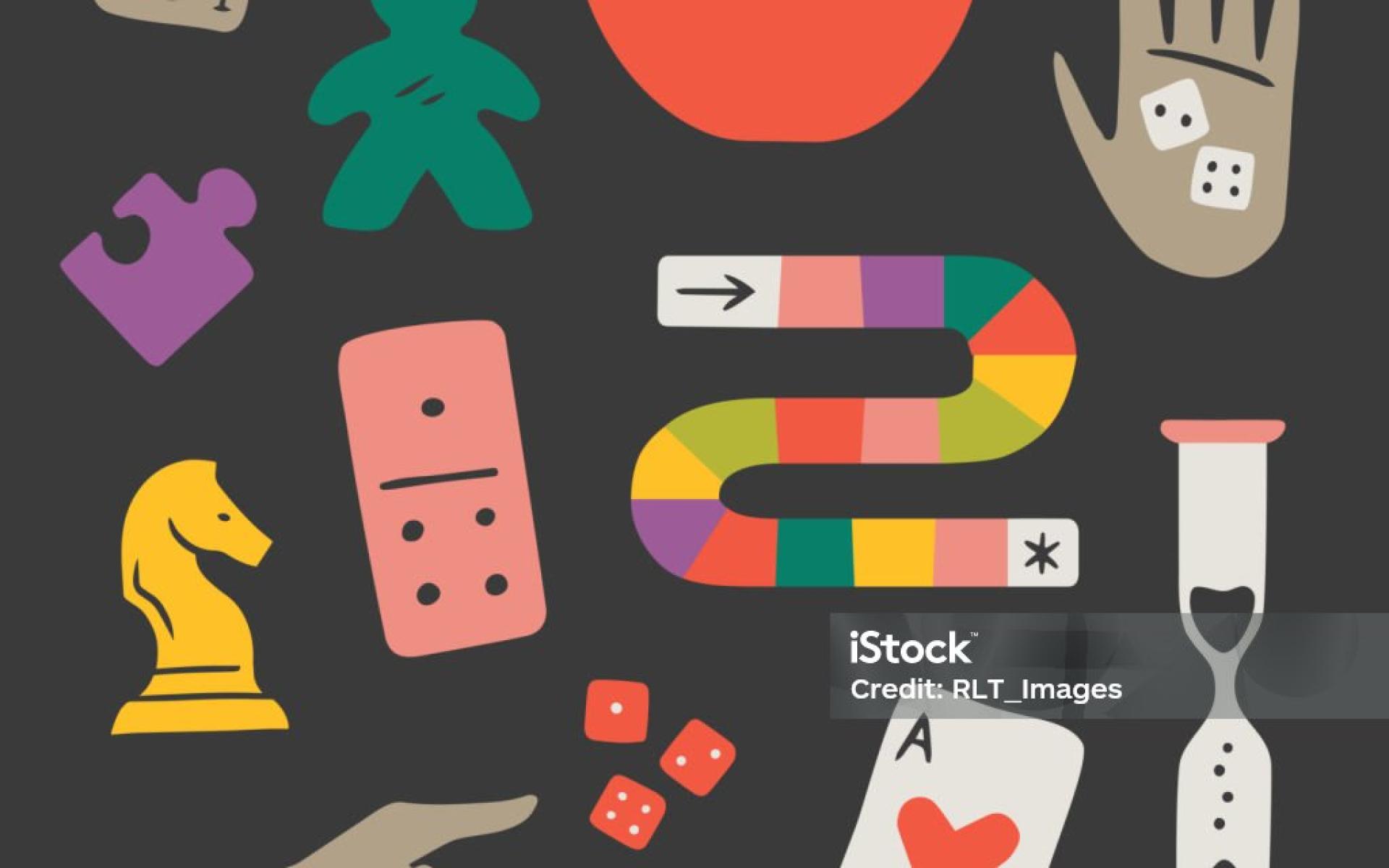 Spielelemente auf schwarzem Hintergrund