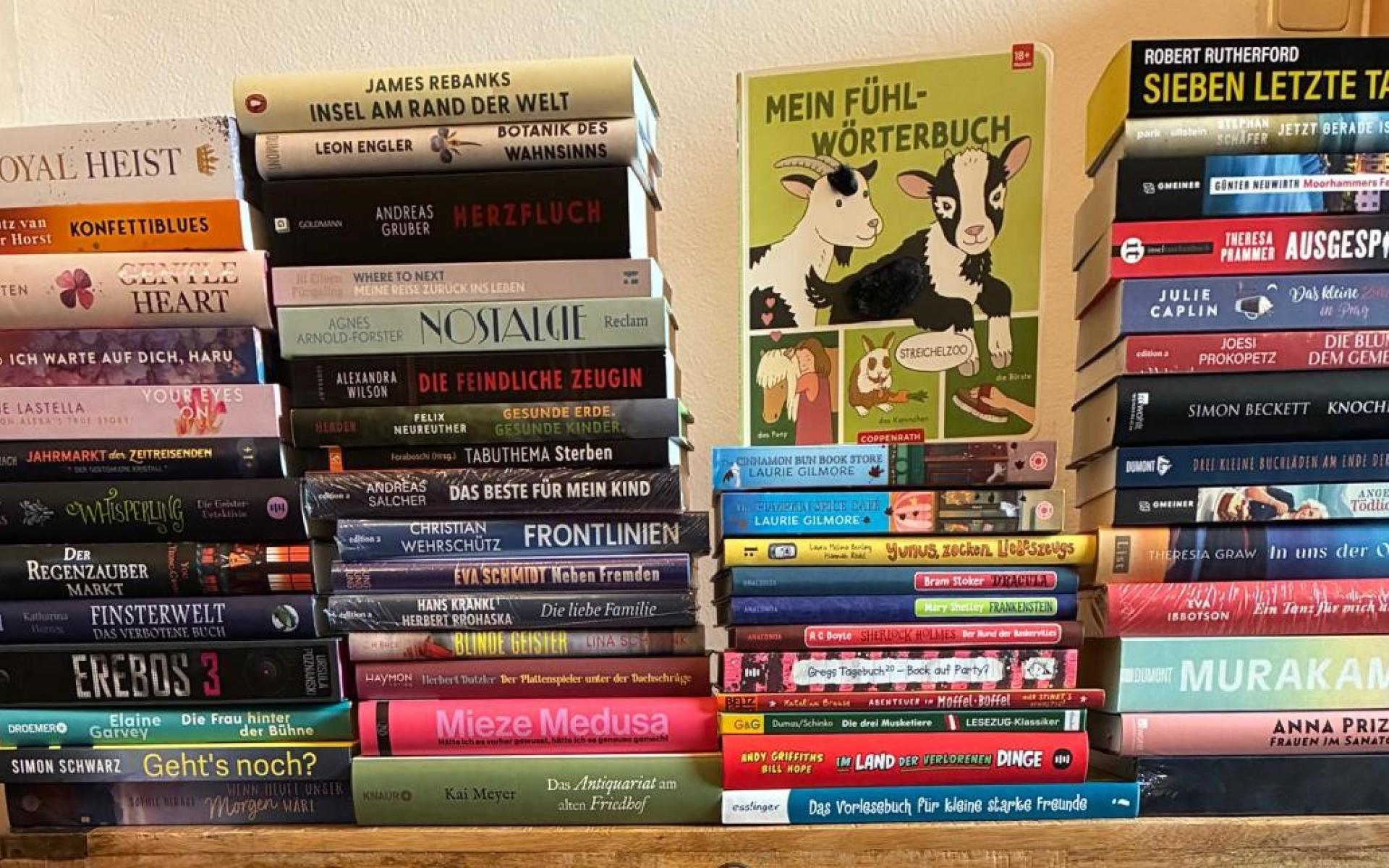 Bücherstapel vom Einkauf