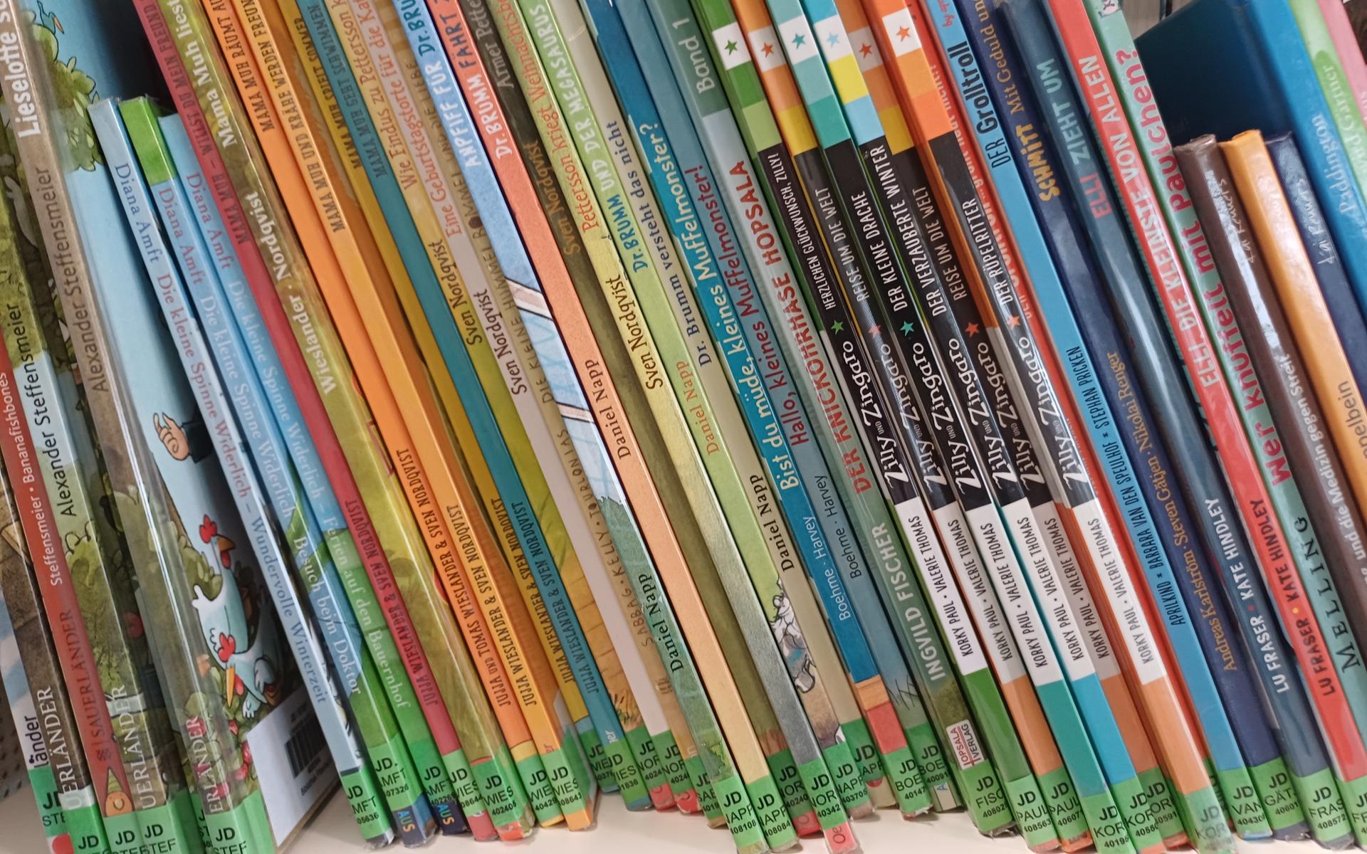 Buchrücken im Regal