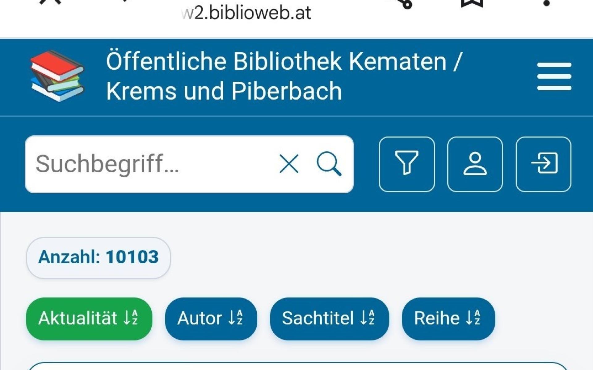 Mobile Ansicht bei Biblioweb