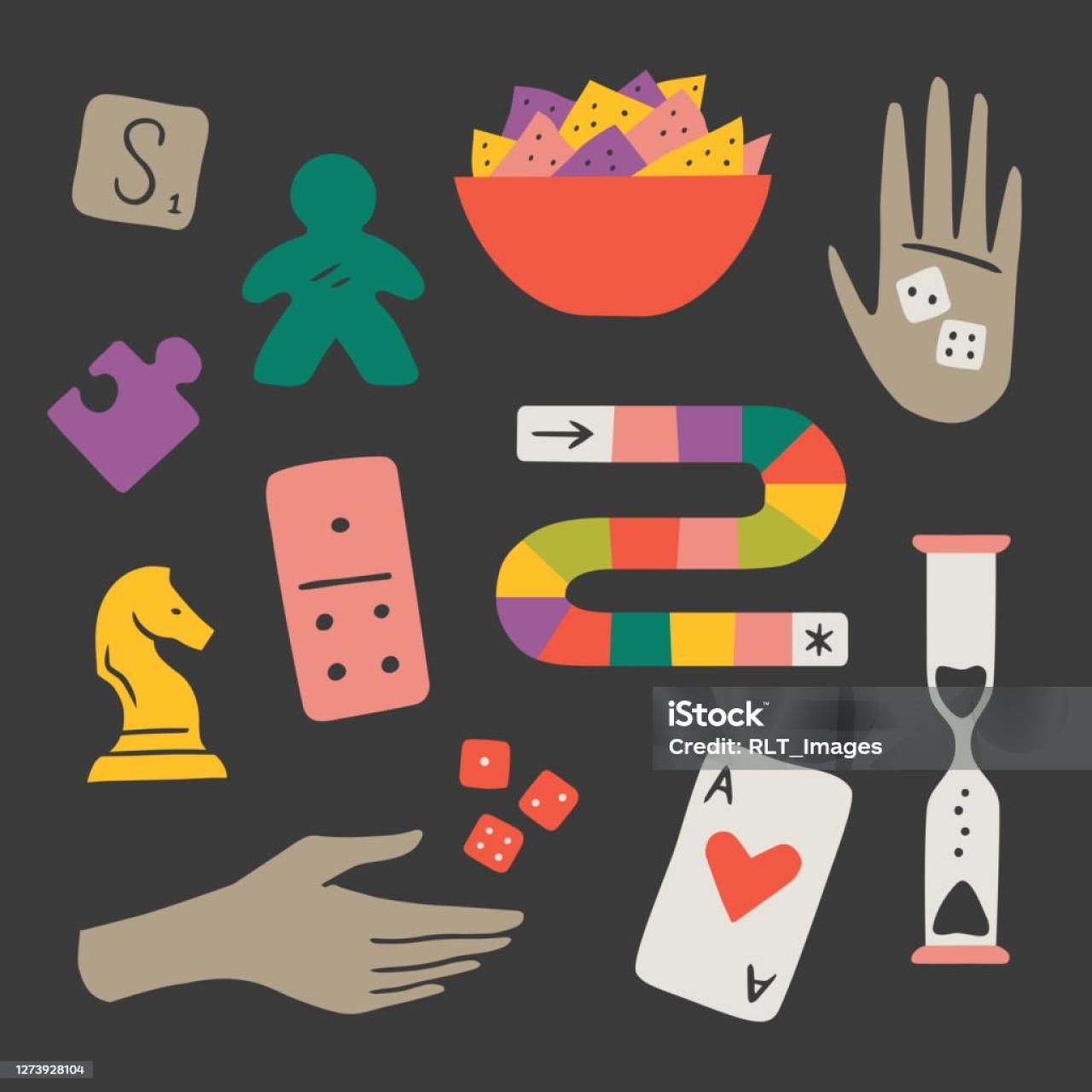 Spielelemente auf schwarzem Hintergrund